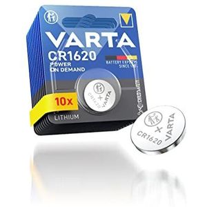 VARTA Batterijen Knoopcellen CR1620, verpakking van 10, Power on Demand, Lithium, 3V, kindveilige verpakking, voor Smart Home apparaten, autosleutels en andere toepassingen [Exclusief bij Amazon]