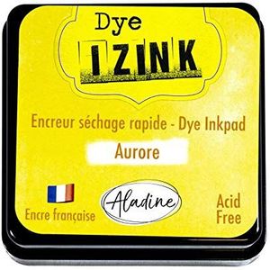 Aladine - Izink Dye stempelkussen in Aurora-geel - sneldrogend stempelkussen voor stempels en sjablonen - scrapbooking en creatieve kaarten - Franse inkt - Maat M - 5 x 5 cm - kleur geel