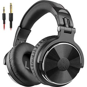 OneOdio Over Ear Hoofdtelefoon met Kabel, 50mm Driver, Bass Sound, 6.35 & 3.5mm Jack, Share Port, Gesloten DJ Koptelefoon voor Studio, Podcast, Monitor, Mobiel, PC, MP3/4 (Pro-10 Zwart)