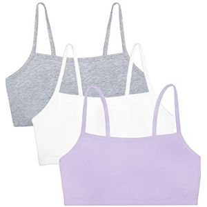 Fruit of the Loom Womens Spaghetti Strap Cotton Pull Over 3 Pack Sports Bra, Lilac Whisper/White/Grey Heather, 42