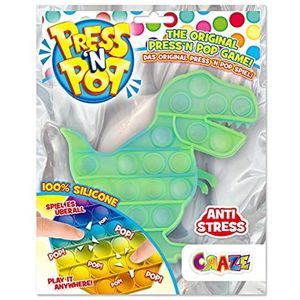 CRAZE PressNPop Press N POP Unisex Dino Fidget Toy sensorisch anti-stress speelgoed voor kinderen volwassenen Bubble Set dinosaurus vorm 37317, prachtige kleurencombinaties