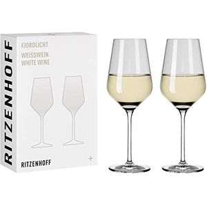 Ritzenhoff 3641002 Fjordlicht 2 witte wijnglazen, glas, 380 milliliter, grijs-transparant