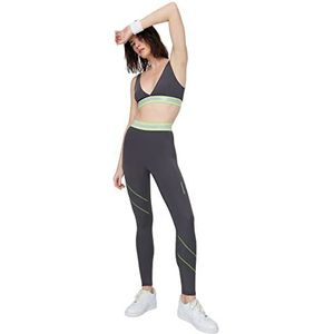 Trendyol Dames hoge taille skinny fit sport legging panty, Grijs, S