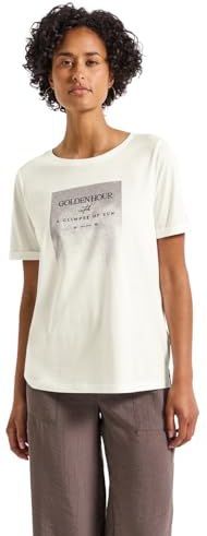 Street One Damesshirt met glinsterende print, off-white, 34