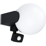 EGLO Buitenlamp Rubio, wandlamp buiten met bewegingssensor, schemersensor, wand verlichting van gegoten aluminium in zwart en kunststof in wit, buitenverlichting muur, E27 fitting, IP44