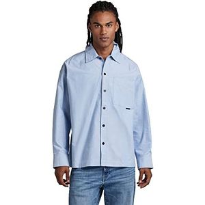 G-STAR RAW Heren Boxy Fit Long Sleeve Shirt, Multicolor (Deep Wave/White Oxford 7665-D858), L, Veelkleurig (Deep Wave/White Oxford 7665-d858), L