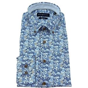bugatti Vrijetijdshemd voor heren, 1:1 mouw, blauw, L
