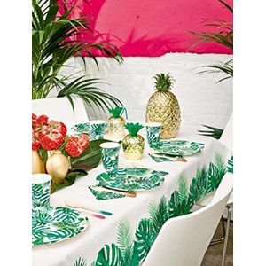 Talking Tables Tafelkleed van groen tropisch palmblad .Papieren rechthoekig tafelkleed, Wegwerpservies voor Hawaiiaans verjaardagsfeestje, tropisch thema, Fiesta, Jungle, Luau, verjaardag