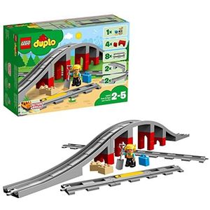 LEGO DUPLO Town Treinbrug en Rails Bouwpakket voor Kinderen, Educatief Trein Speelgoed met Bouwstenen en Actiesteen met Geluid, Cadeau voor Peuters en Kleuters 10872