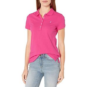 Nautica Katoenen poloshirt met 5 knopen en korte mouwen voor dames, XS