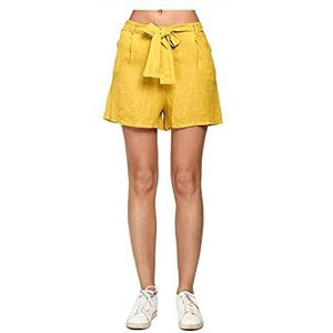 Bonamaison Dames puur linnen met riem shorts