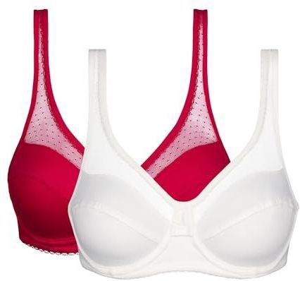 DIM - Generous - Beugels - Kersenrood/Wit - Biologisch Katoen - 2 Stuks