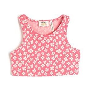 Koton Meisjes's Crop Top Mouwloos Flower Printed Slim Fit Shirt, Roze Design (2d7), 9-10 Jaar