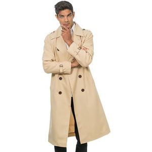 Chaks - Trenchcoat voor volwassenen, beige, klassieke detectivejas, inspecteur, voor carnaval, themafeest