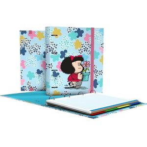 Grafoplás Map met 4 ringen met navulverpakking, A4, bevat 100 geruite vellen 5 x 5, scheidingswanden en envelop met sluiting, ergonomische gebogen rug, map, perfect schoolmateriaal