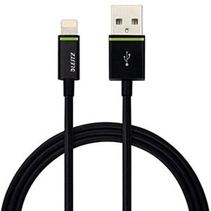 Leitz 62130095 Kabel, Lightning naar USB, 2 m, Apple Certified - Zwart