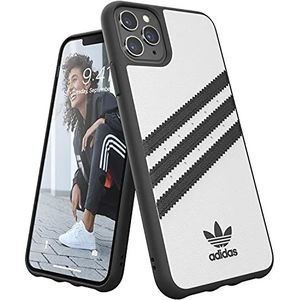 adidas Telefoonhoes ontworpen voor iPhone 11 Pro Max, valgeteste hoezen, schokbestendige verhoogde randen, originele beschermhoes, witte en zwarte strepen