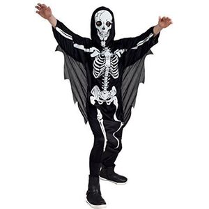 Boland Kostuum Scary skelet voor kinderen, overall met capuchon, skelet, carnaval, themafeest, Halloween