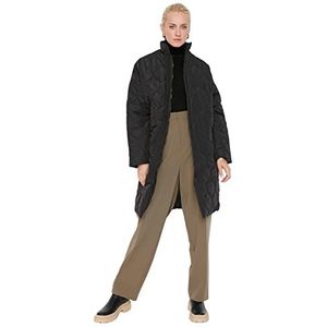 Trendyol Vrouwen staande kraag effen oversized winterjas jas, zwart, M, Zwart, M