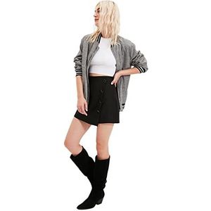Trendyol Dames High Taille Skinny fit Skort Shorts, Zwart, 64