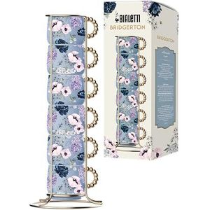 Bialetti Bridgerton Set van 6 stapelbare kopjes, porselein, 60 ml