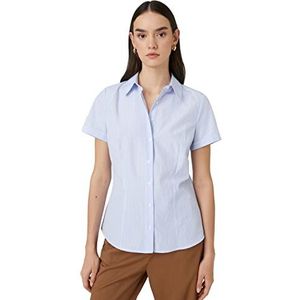 Koton Basic shirt voor dames, slim fit, korte mouwen, Blue Stripe (05y), 36