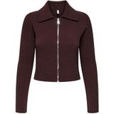 Regular fit gebreid jack met ribmotief, model 'ELLY'