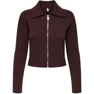 Regular fit gebreid jack met ribmotief, model 'ELLY'