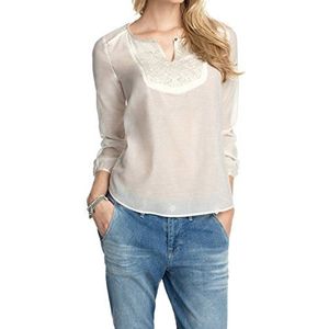 ESPRIT dames Regular Fit blouse met borduurwerk 074EE1F013