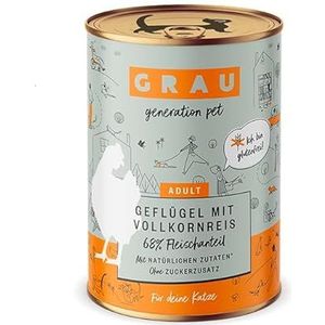 GRAU - het origineel - Natvoer voor katten - Gevogelte met volkorenrijst, 6 verpakking (6 x 400 g), glutenvrij, voor volwassen katten