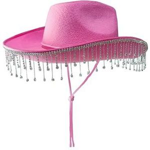 Alandra Party Koe-roze cowboyhoed met diamanten druppeltjes