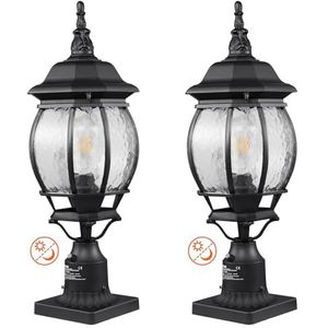 VEVOR Vloerlamp voor buiten, set van 2, waterdichte lampen 530 mm, met 9 cm zuilvoet, glazen lampenkap, bliksemverlichting voor zonsopgang voor terras, tuin, oprit, terras