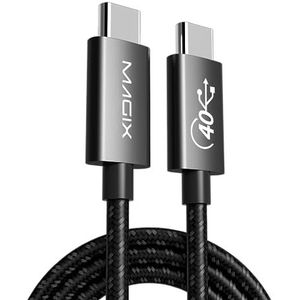 Magix USB-kabel C 240 W, 1 m, zwart, snel opladen 5 A, gegevensoverdrachtssnelheid 40 Gbit/s, 8 K 60 Hz, Thunderbolt 4, voor MacBook Pro/Air, iPad Pro 2021/Air 5, Galaxy S23/S22, Pixel enz.