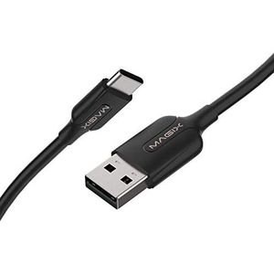MAGIX USB C Oplaadkabel 3A TPE-jack, Quick Charge QC 3.0, Hoge duurzaamheid, gegevensoverdracht 480 Mbit/s USB-A 2.0 naar USB-C, voor USB Type-C-apparaten (zwart) (120cm)