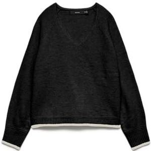 Vero Moda - VMAQUARIUS LS V-NECK RAGLAN PULLOVER BF - Gebreide Trui - Zwart