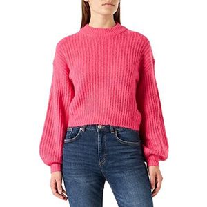 Vila VIFELO L/S Cropped Knit TOP/SU-NOOS Pullover voor dames, Fandango Pink/Detail: Melange, XL, Fandango roze/detail: melange, XL