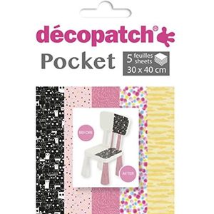 Décopatch DP029C – 5 vellen decopatch-papier, bedrukt papier, 30 x 40 cm, astrortis-motief, roze.