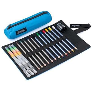 CRETACOLOR Rolletui Aqua Set 25-delig – aquarelstiften & AquaGraph in kunstenaarsetui – waterverfstiften met accessoires – creatief aquareleren onderweg