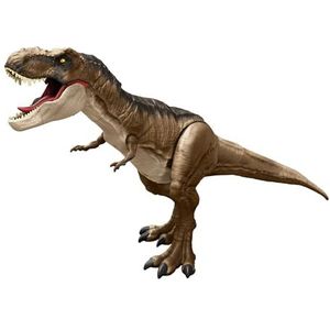 Mattel Jurassic World Superkolossale Tyrannosaurus Rex Actiefiguur, extra grote dinosaurus, 61 cm, speelgoed, met lange, beweegbare gewrichten, buikfunctie, cadeau voor kinderen vanaf 4 jaar HBK73