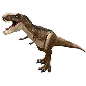 Jurassic World Superkolossale Tyrannosaurus Rex Actiefiguur, extra grote dinosaurus, 61 cm, speelgoed, met lange, beweegbare gewrichten, buikfunctie, cadeau voor kinderen vanaf 4 jaar, HBK73