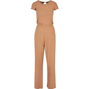 Urban Classics Dames Rib Wid Leg Jumpsuit Overall Dames, donker taupe, S