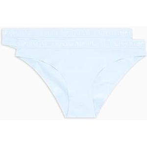EMPORIO ARMANI Dames 2-Pack Brief, Lichtblauw/Lichtblauw, L, Lichtblauw/Lichtblauw, L