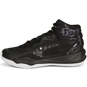 PUMA Mens Playmaker Pro Mid Basketbal, PUMA Mens zwart-PUMA Mens wit, 10.5, Zwart/Wit, 44 EU