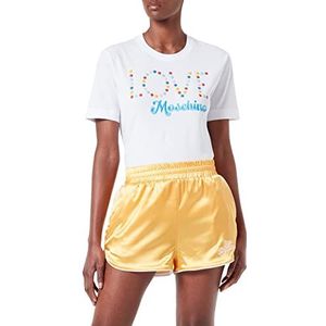 Love Moschino Dames Katoen Jersey Logo met Varnished Ronde Studs T-Shirt, wit (optical white), 42 NL