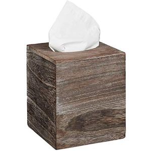 Relaxdays tissuehouder vierkant shabby - tissue box zakdoekendoos - cosmeticadoekjes hout