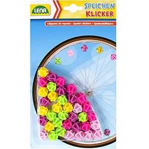 Lena 61074-36 stuks spaakklikkralen voor meisjes, spaakparels voor fiets, driewieler of scooter, spaakclips als accessoire voor kinderfiets, kleurrijke kunststof clips voor kinderen vanaf 3 jaar