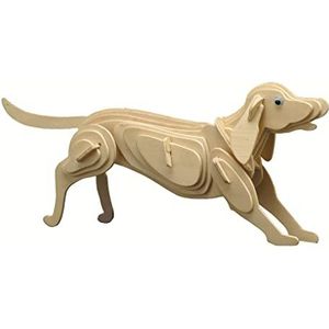 Pebaro 852/7 houten bouwpakket hond, 3D-puzzel, modelbouwset, knutselen met hout, houten puzzel, knutselset, voorgesneden houten plaat, incl. schuurpapier, uitbreken, in elkaar steken, klaar,