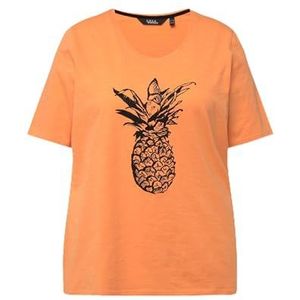 Ulla Popken - Shirt - Oranje/Zwart - Katoen - Kwartmouw