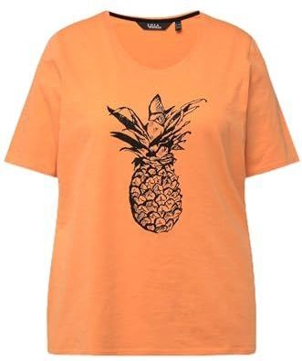 Ulla Popken - Shirt - Oranje/Zwart - Katoen - Kwartmouw