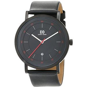 Danish Design Analoog kwartshorloge voor heren, met leren armband 3314527, zwart/zwart, Riemen.